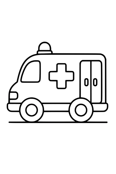 Printable coloring page of easy ambulance