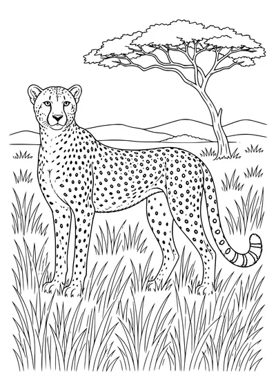 Gepard Ausmalbild zum Ausdrucken
