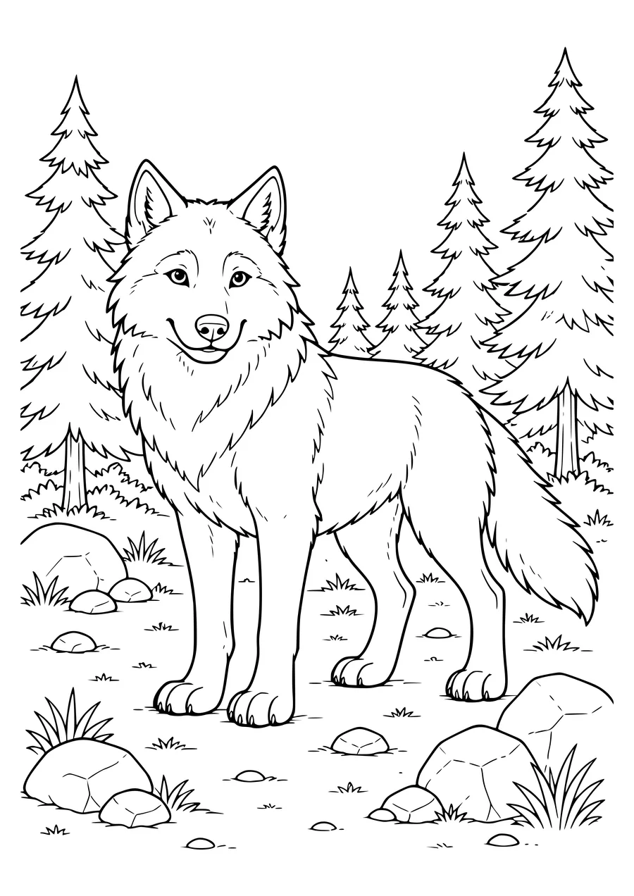 Wolf coloring page to print