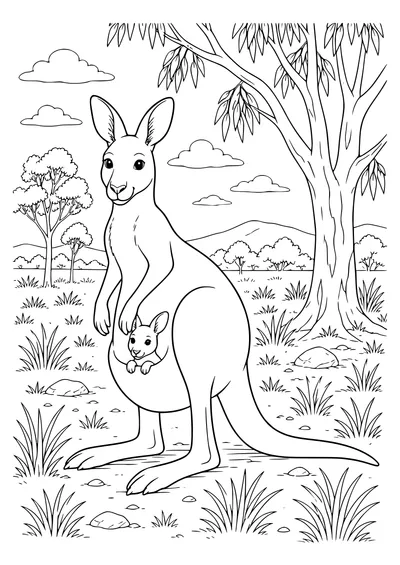 Känguru Ausmalbild zum Ausdrucken