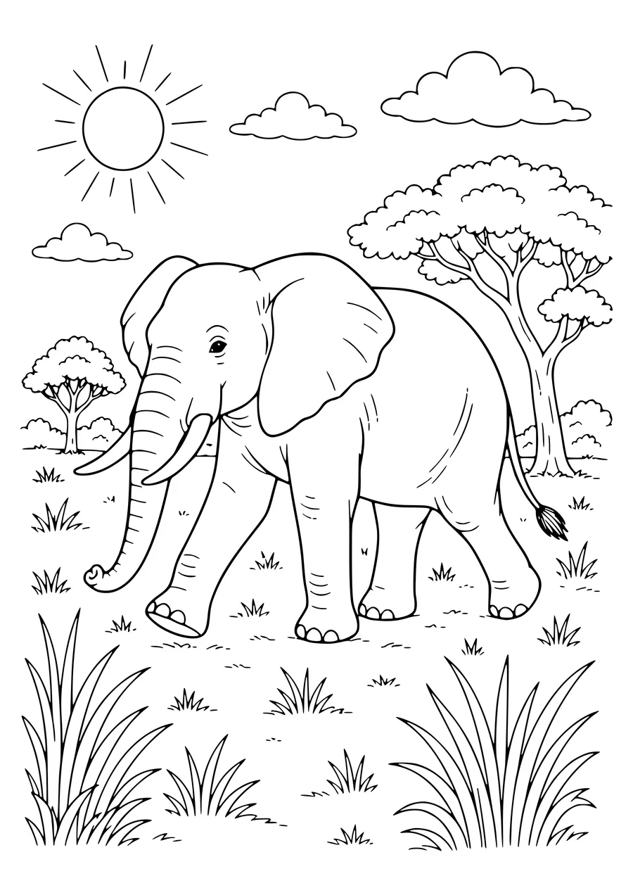 Elefant Ausmalbild zum Ausdrucken