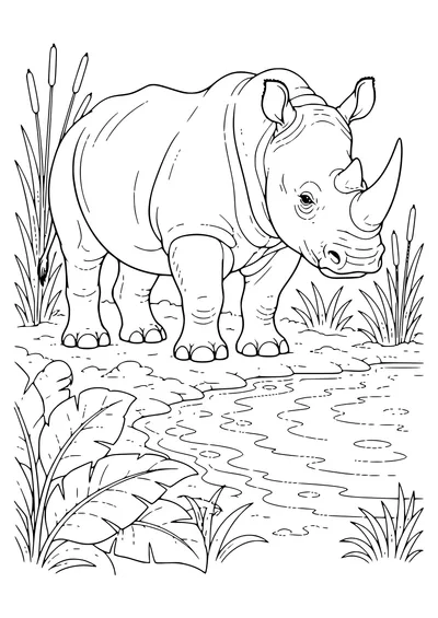 Nashorn Ausmalbild zum Ausdrucken
