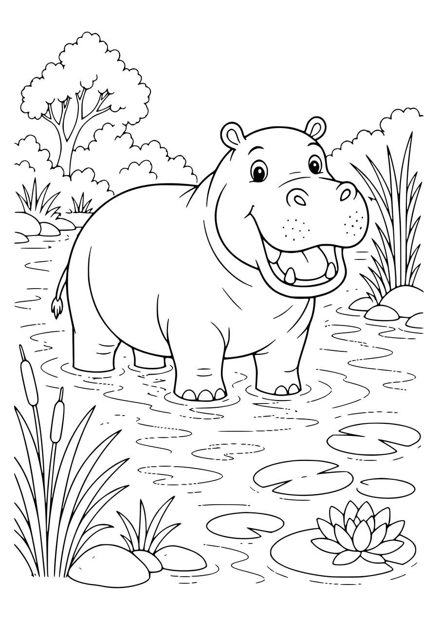 Hippopotamus coloring page to print