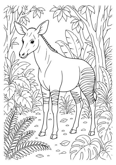 Okapi Ausmalbild zum Ausdrucken