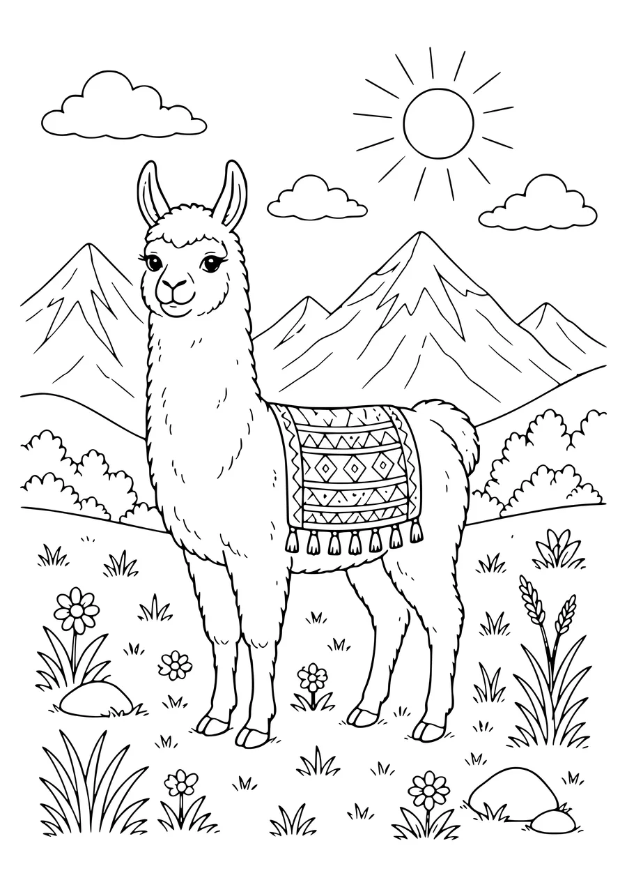 Lama Ausmalbild zum Ausdrucken