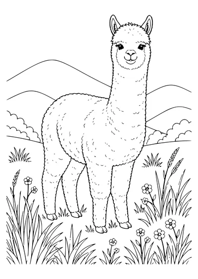 Alpaka Ausmalbild zum Ausdrucken