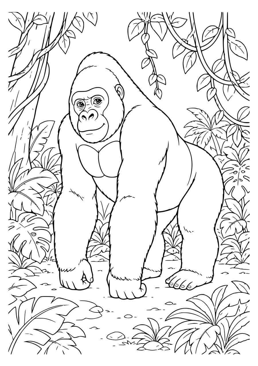 Gorilla Ausmalbild zum Ausdrucken