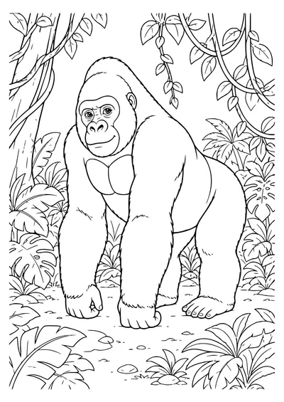 Gorilla Ausmalbild zum Ausdrucken