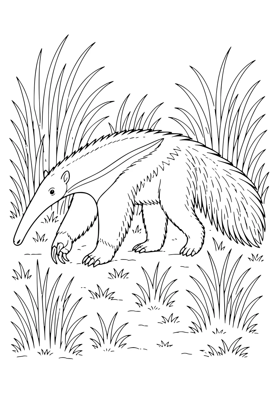 Coloriage de fourmilier à imprimer