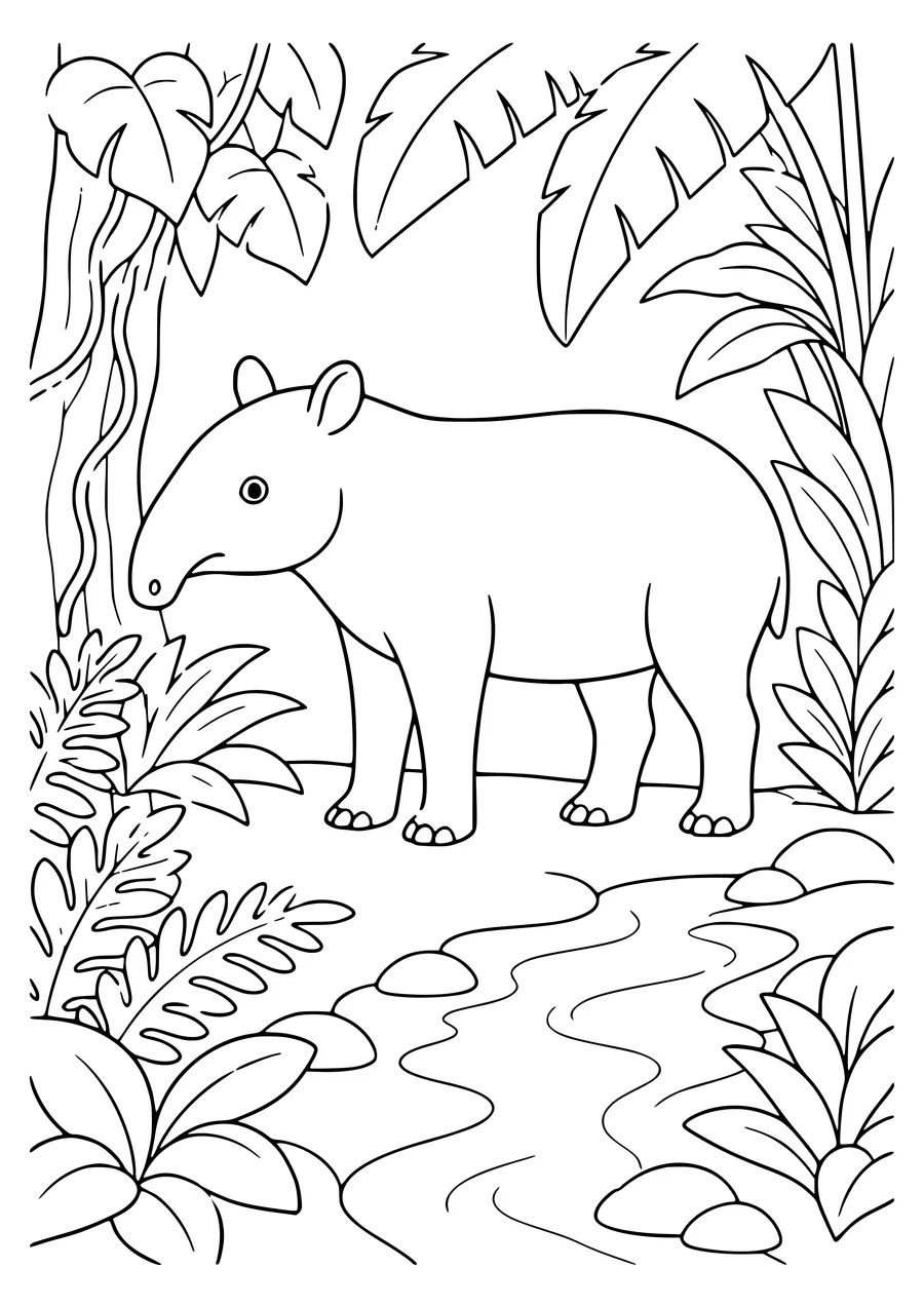 Tapir Ausmalbild zum Ausdrucken