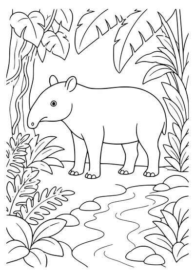 Tapir Ausmalbild zum Ausdrucken