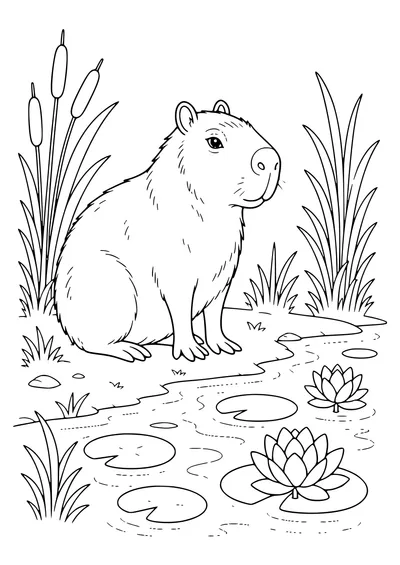 Capybara Ausmalbild zum Ausdrucken