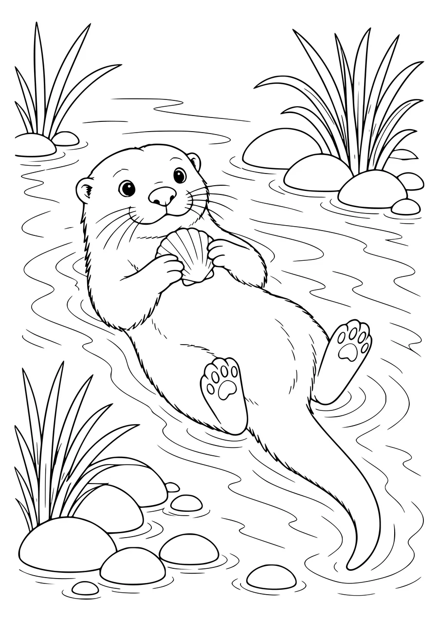 Otter Ausmalbild zum Ausdrucken