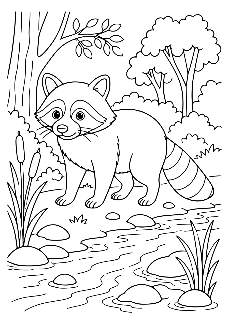 Coloriage de raton laveur à imprimer