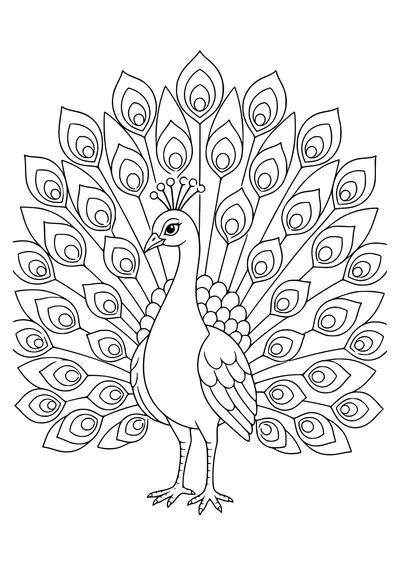 Pfau Ausmalbild kostenlos zum Ausdrucken