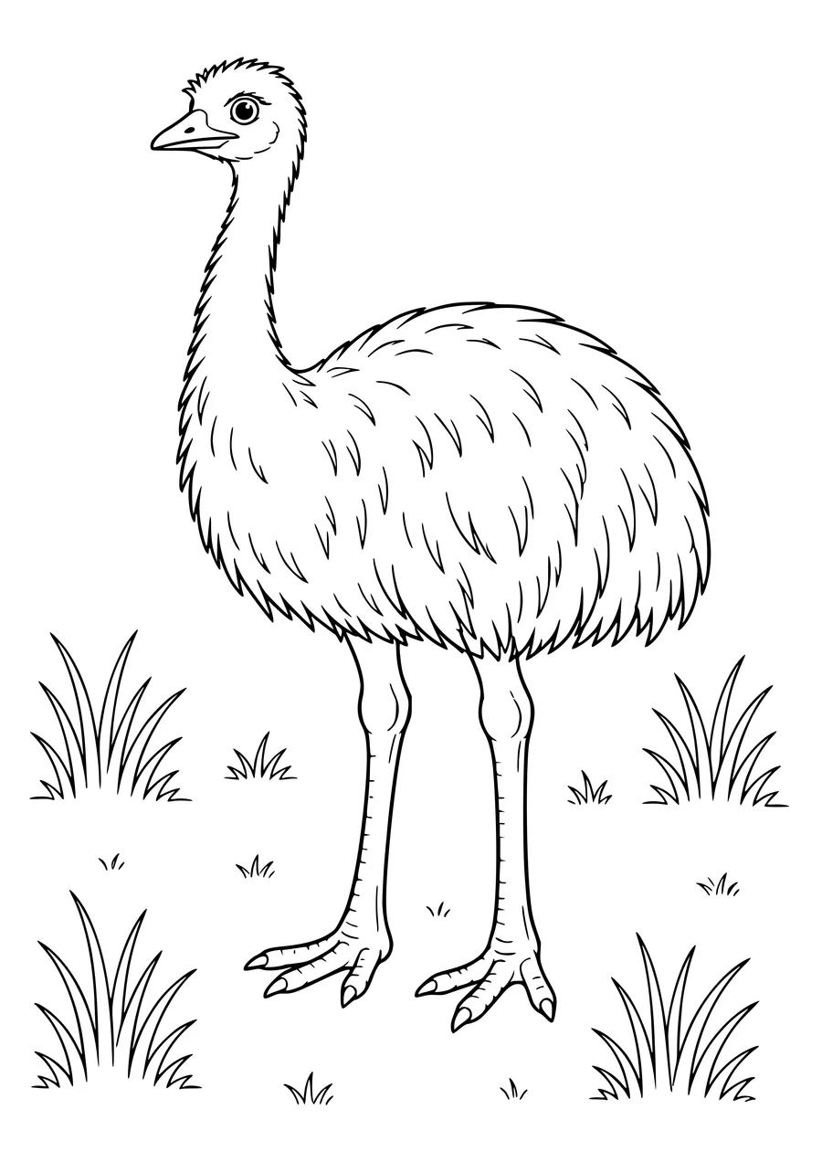 Emu coloring page to print