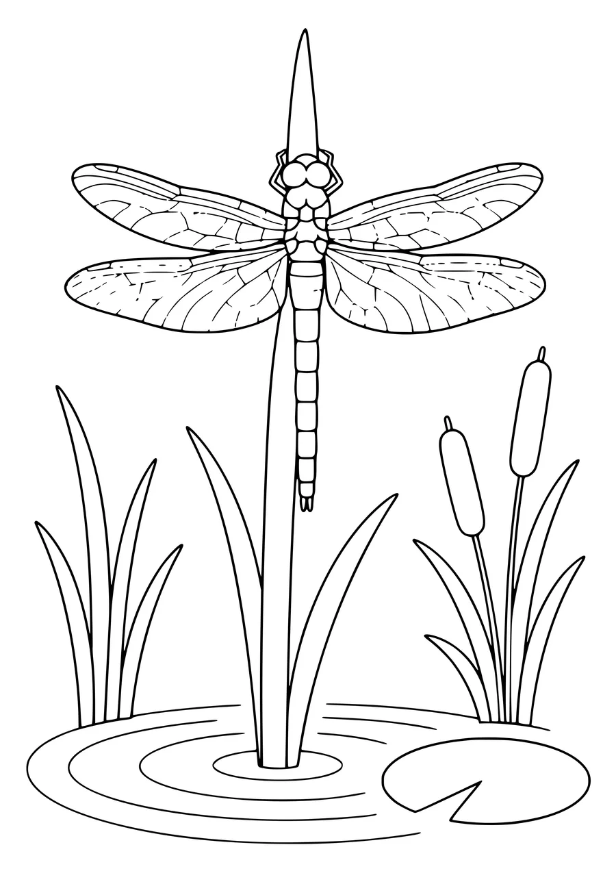 Dragonfly coloring page to print