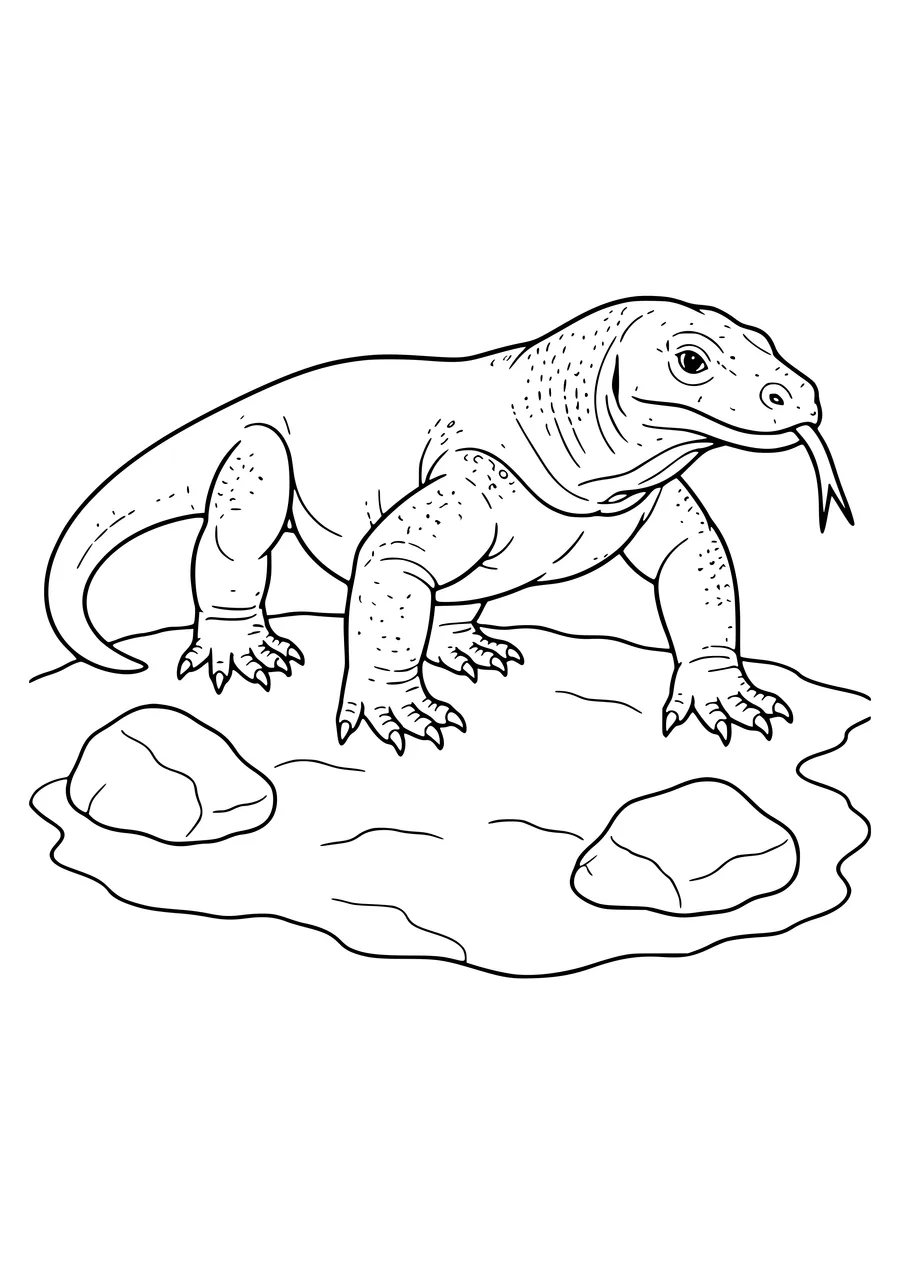 dragon de Komodo page de coloriage gratuit à imprimer