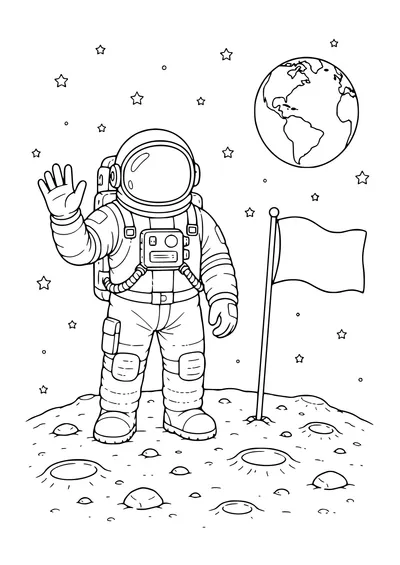 Free printable coloring page astronaut on the moon