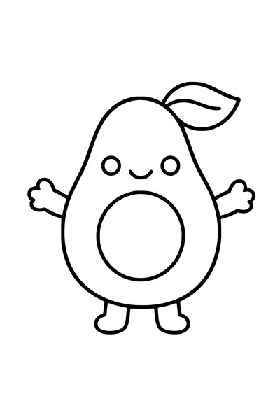 Printable coloring page of cute avocado