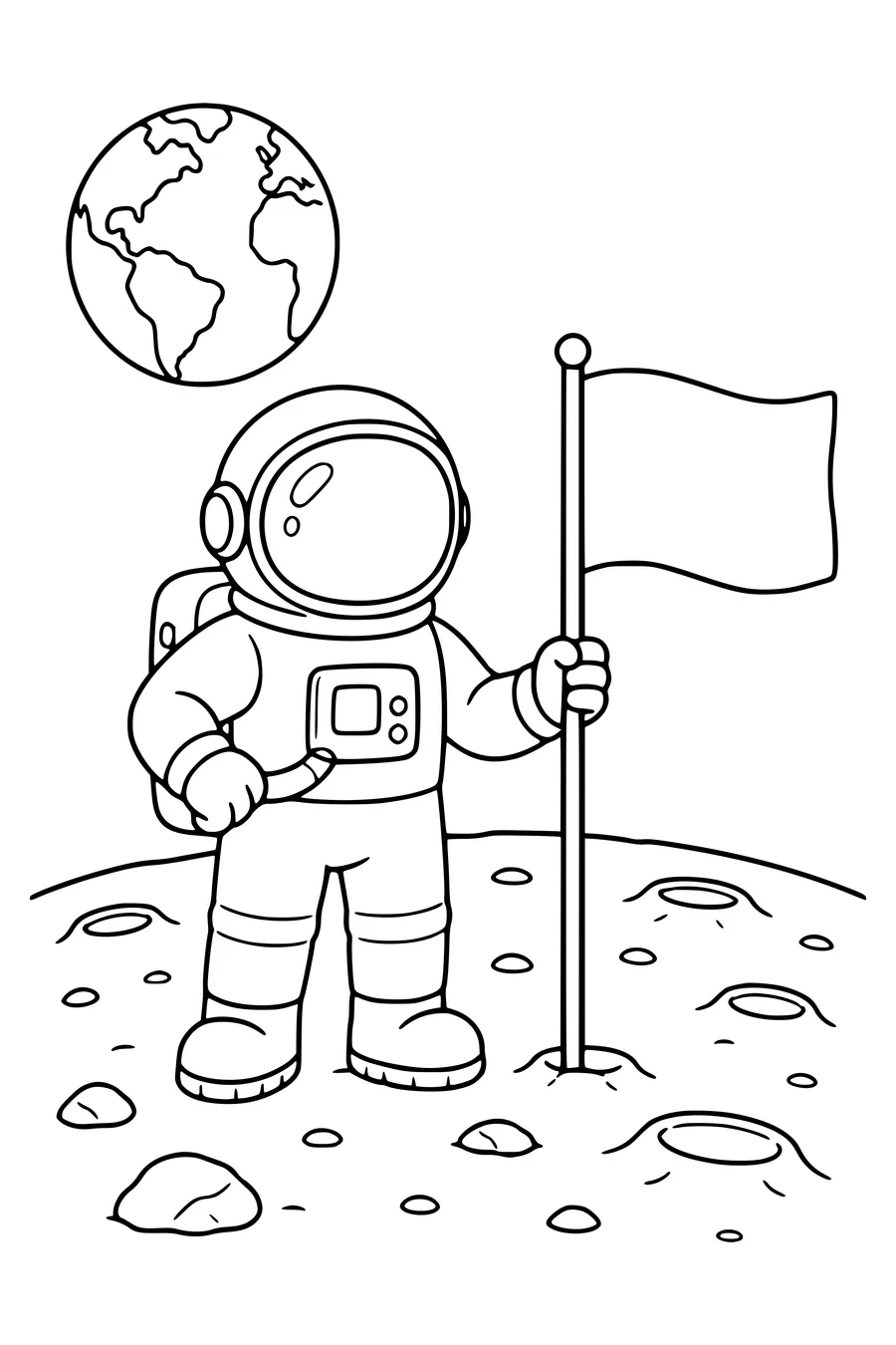 Astronaut op de maan kleurplaat