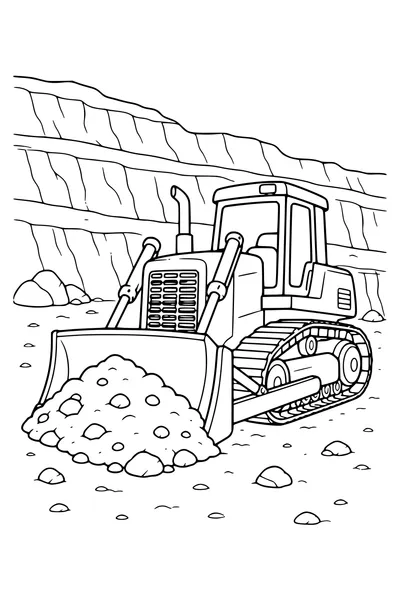 Bulldozer in the quarry — kostenloses Ausmalbild zum Ausdrucken