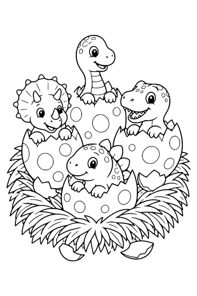 Dinosaur eggs hatching — kostenloses Ausmalbild zum Ausdrucken