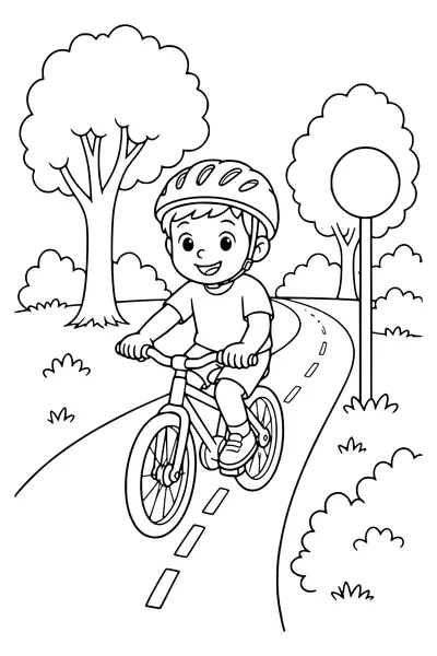 Cyclist wearing a helmet — kostenloses Ausmalbild zum Ausdrucken