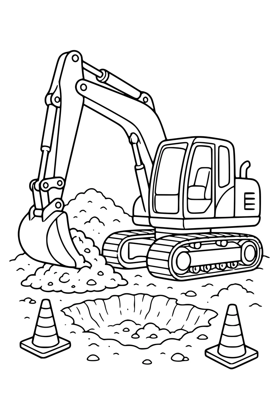 Graafmachine op de bouwplaats kleurplaat