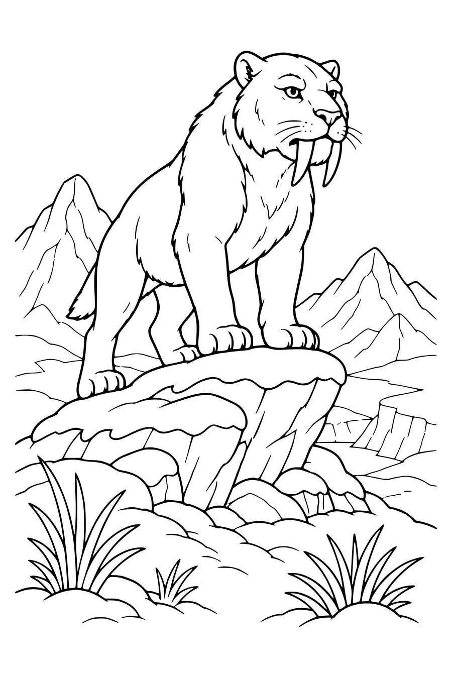 Saber-toothed cat in the Ice Age coloring page
