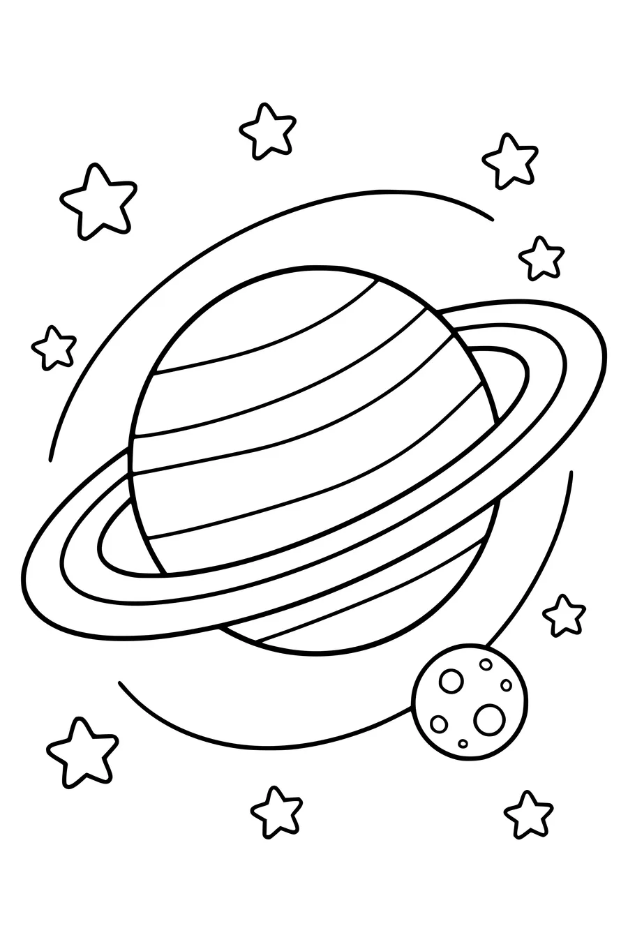 Saturn with rings — kostenloses Ausmalbild zum Ausdrucken