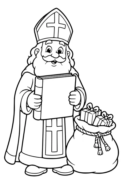 Saint Nicholas with a book — page de coloriage gratuite à imprimer