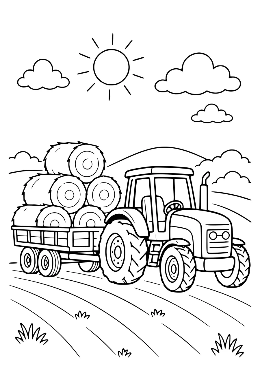 Tractor met aanhanger kleurplaat