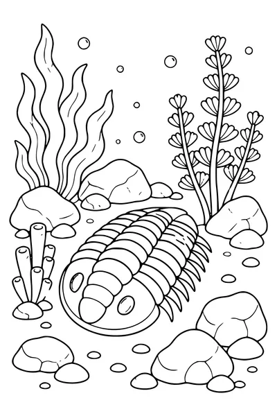 Trilobite in the ancient ocean coloring page