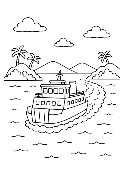 Ferry between the islands — page de coloriage gratuite à imprimer