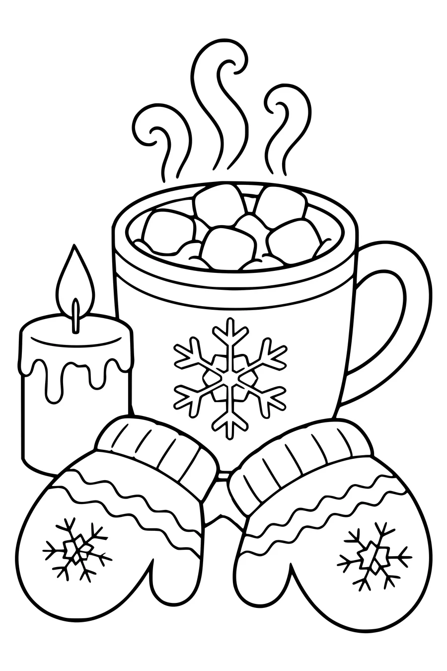 Winter hot chocolate — page de coloriage gratuite à imprimer