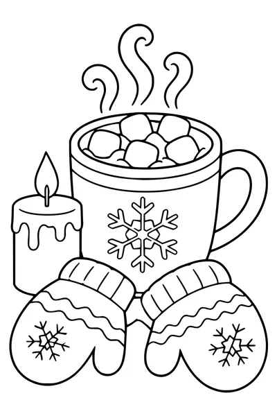 Winter hot chocolate — page de coloriage gratuite à imprimer