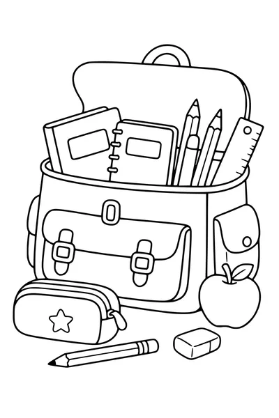 Coloring page of school bag 2
