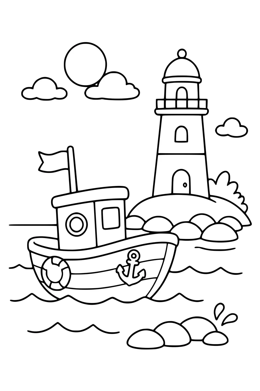 Coloring page of boat 3