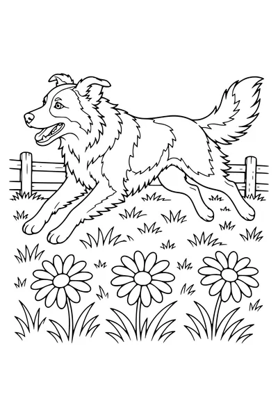 Malvorlage Border Collie rennt  fcber die Wiese