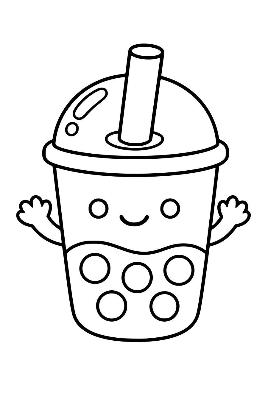 Printable coloring page of cute bubble tea