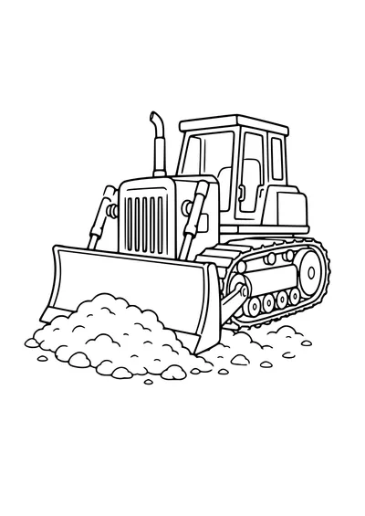Free printable coloring page bulldozer moving earth