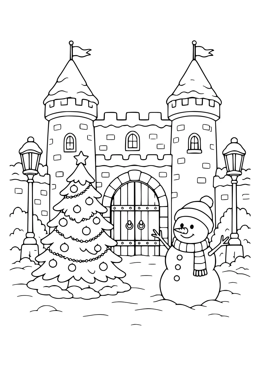 Malvorlage Schloss im Winterhof