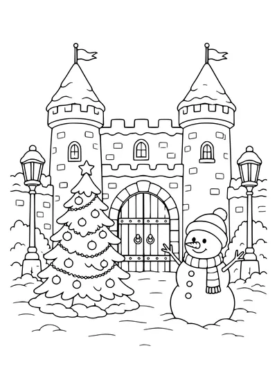 Malvorlage Schloss im Winterhof