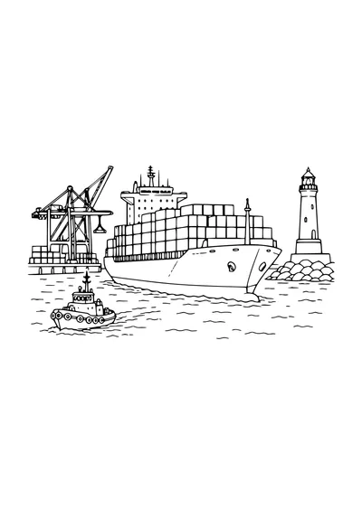 Malvorlage Containerschiff verlässt den Hafen
