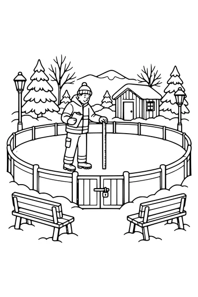 Un maître de glace inspecte une patinoire avant l’arrivée des patineurs.