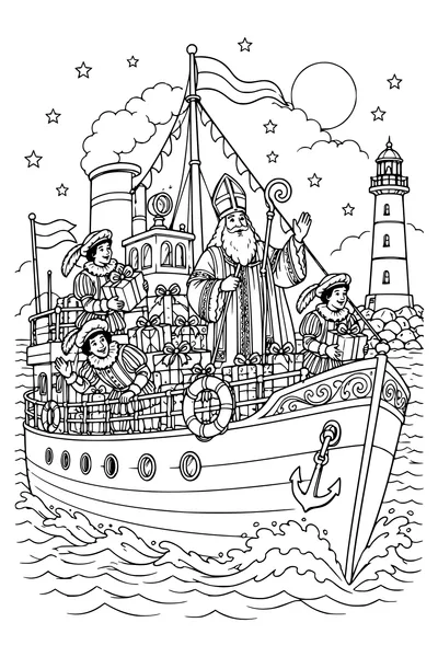 Cordages et rambardes sur le pont d’un bateau à cadeaux près d’un phare.