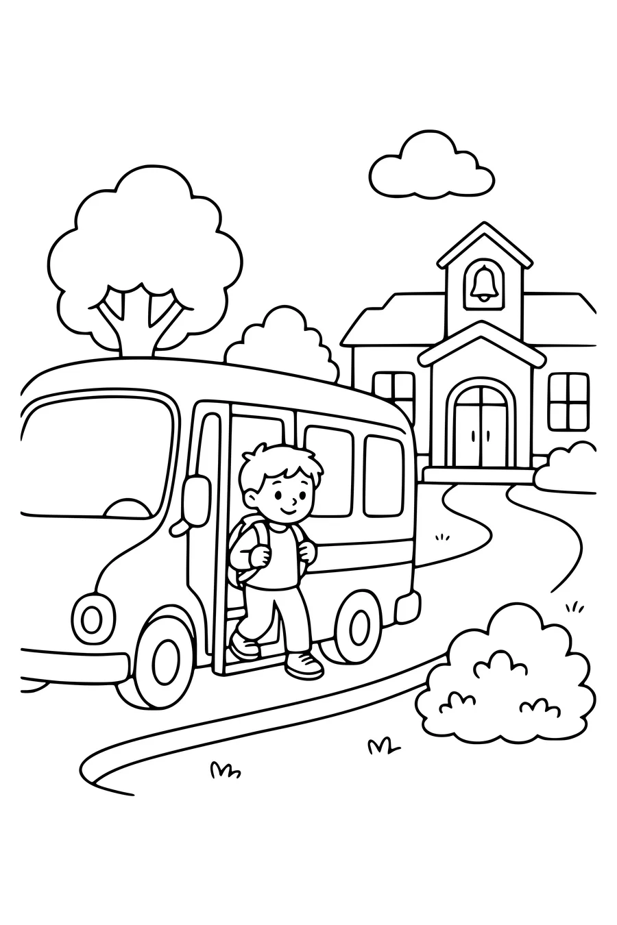 Coloring page of first school day 5