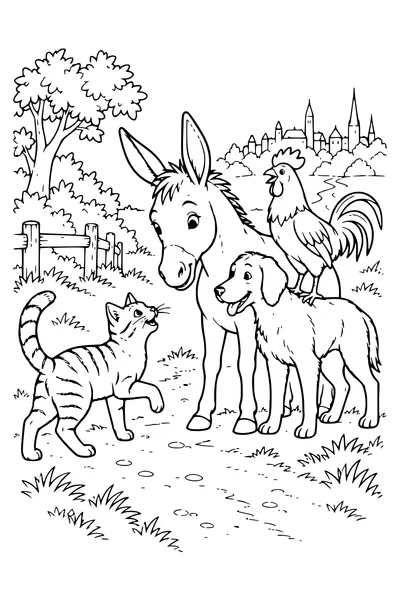 Ausmalbild: Die Katze schließt sich an.