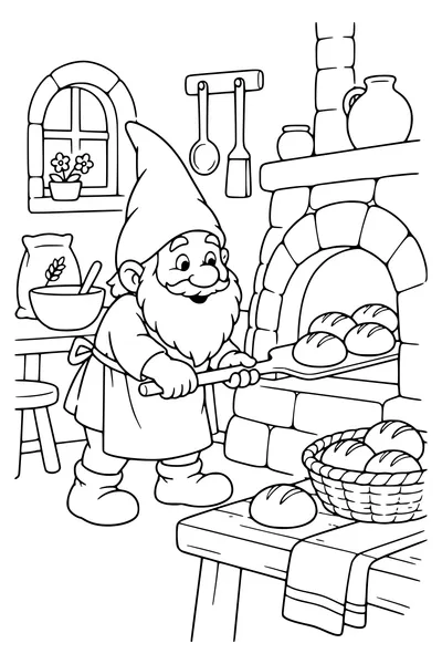Coloriage : Un lutin cuit des petits pains.